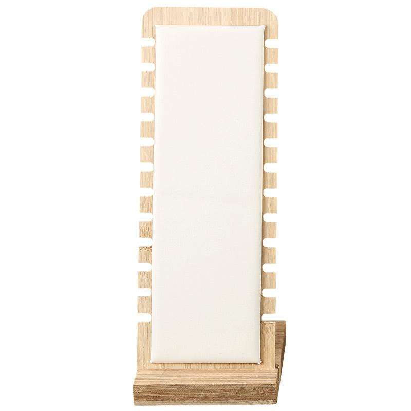 Simple Solid Wood Necklace Display Stand Jewelry Props Necklace Hanger(Beige Velvet)