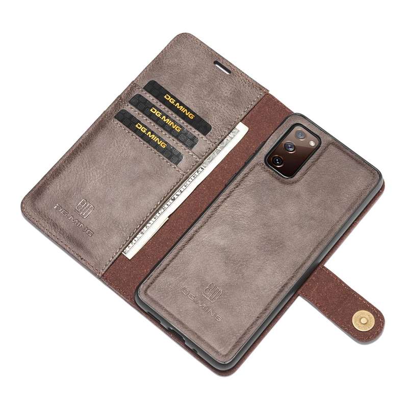 For Samsung Galaxy S20 FE DG.MING Crazy Horse Texture Flip Detachable Magnetic Leather Case with ...