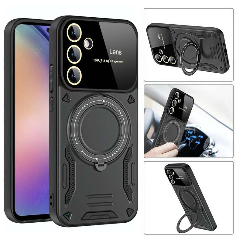 For Samsung Galaxy A54 5G Large Window MagSafe Holder Phone Case(Blue)