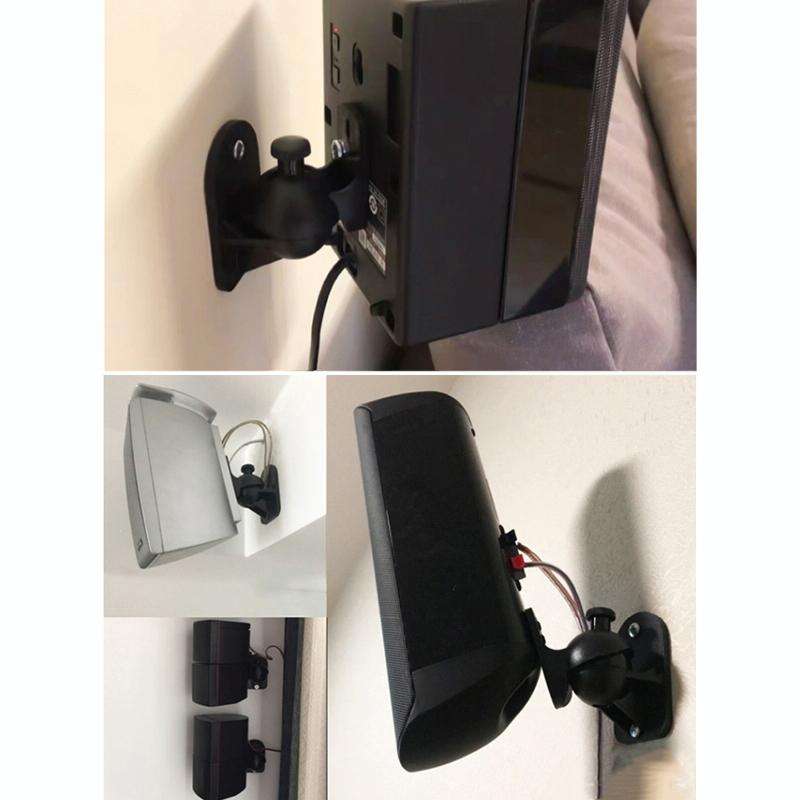 Pair Black Surround Sound Speaker Wall Mount Brackets 45 Degree Rotatable Design TV Wall Mount 8 ...