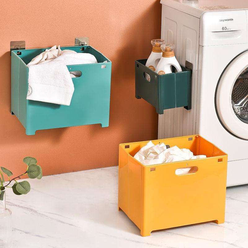 Wall-Mounted Foldable Laundry Storage Basket, Color: Large (White)