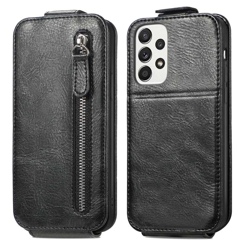 For Samsung Galaxy A73 5G Zipper Wallet Vertical Flip Leather Phone Case(Black)