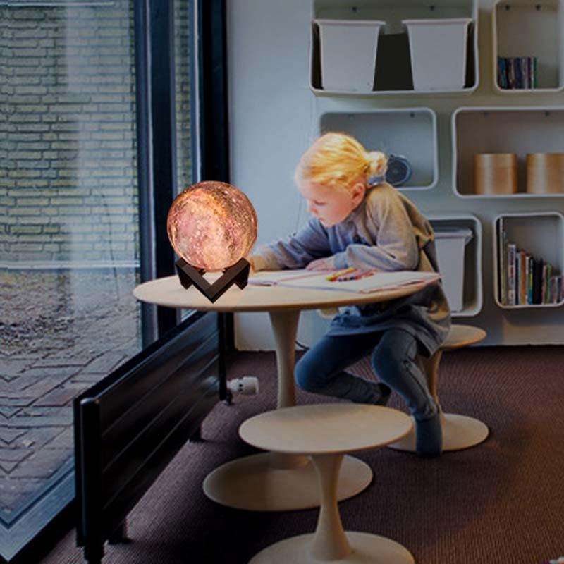 1W 3D Moon Lamp Children Gift Table Lamp Painted Starry Sky LED Night Light, Light color: 8cm Rem...