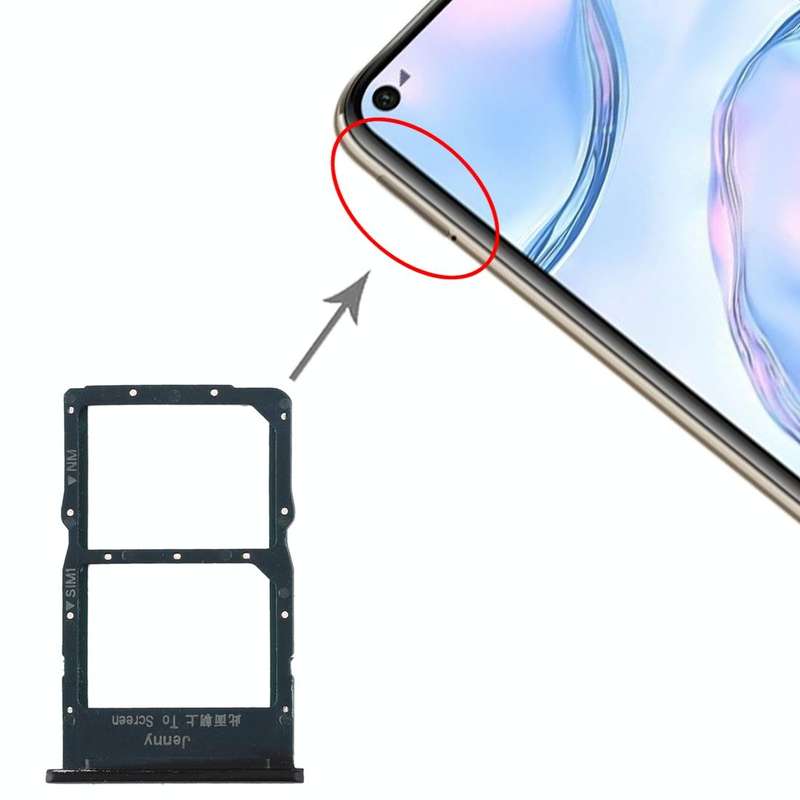SIM Card Tray + NM Card Tray for Huawei Nova 6 SE (Black)