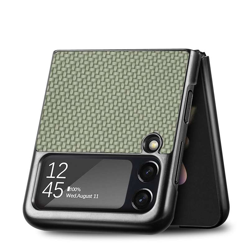 For Samsung Galaxy Z Flip4 5G Cross Pattern Slim PC Protective Phone Case(Green)