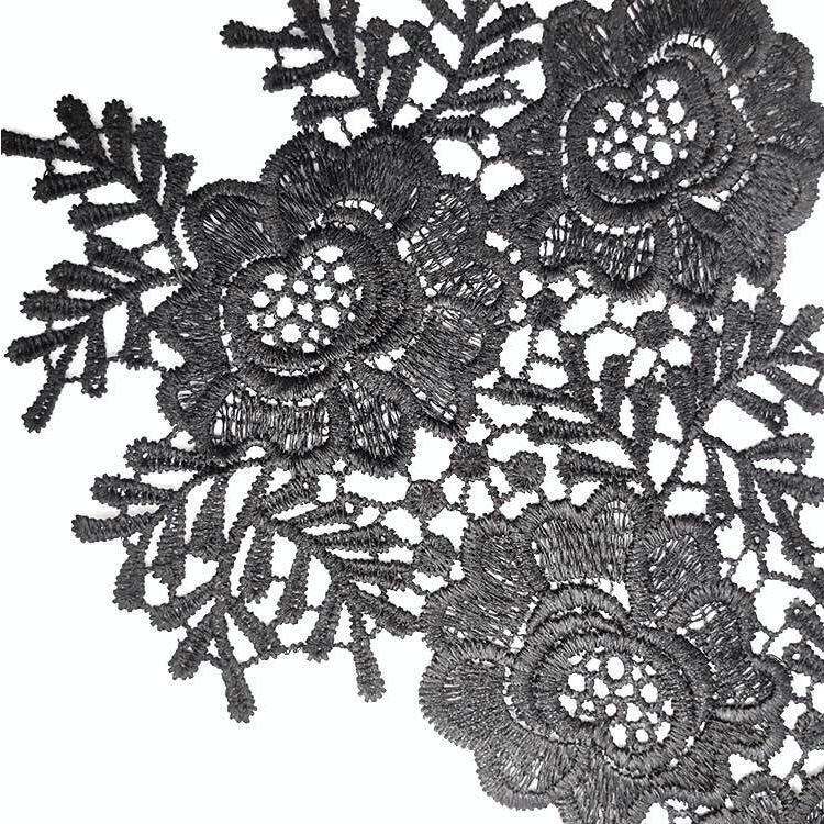 Gold 1 Pair Three-dimensional Hollow Flower Embroidery Collar Flower DIY Clothing Accessories, Un...