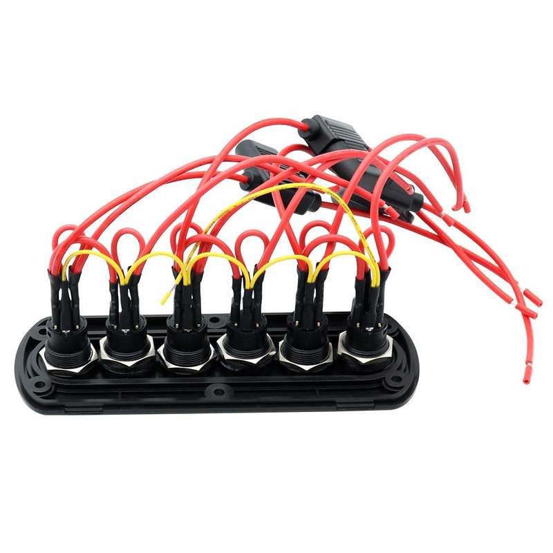 Yacht / RV Modified 6-position Button 12V 20A IP66 Carbon Fiber Panel Switch (Blue Light)