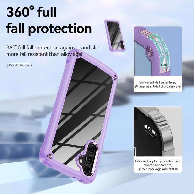 For Samsung Galaxy A14 5G Soft TPU Clear PC Shockproof Phone Case(Purple)