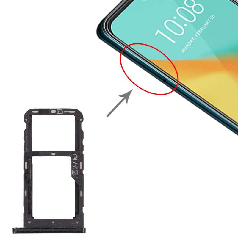 SIM Card Tray + SIM Card Tray / Micro SD Card Tray for ZTE Blade V10 Vita (Black)