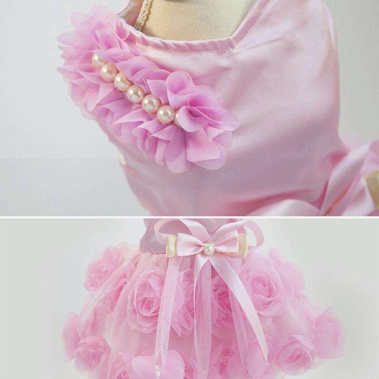 Pet Clothes Dog Spring Summer Thin Dress Rose Dress, Size: S(Pink)
