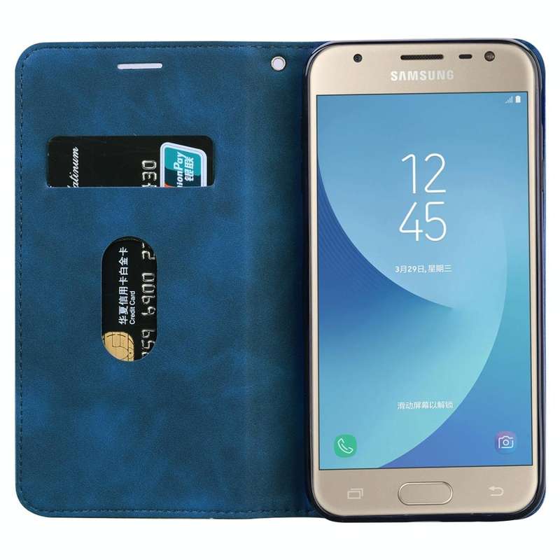For Samsung Galaxy J7 / J730 (EU) Frosted Business Magnetic Horizontal Flip PU Leather Case with ...