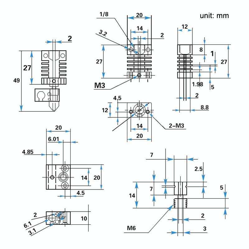 CR10 3D Printer Accessories Remote Nozzle Extruder(12V/50W)