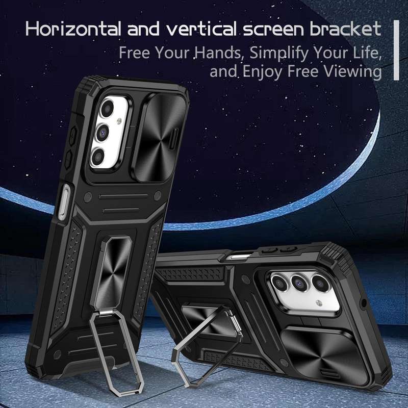 For Samsung Galaxy A14 4G/5G Camshield Robot TPU Hybrid PC Phone Case(Black)