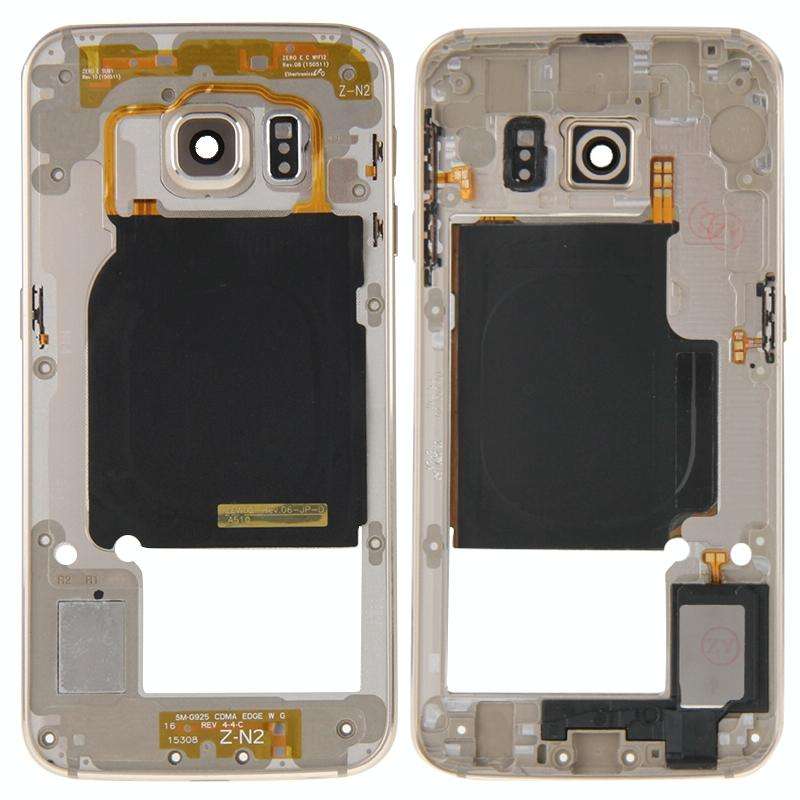 For Galaxy S6 Edge / G925 Back Plate Housing Camera Lens Panel with Side Keys and Speaker Ringer ...
