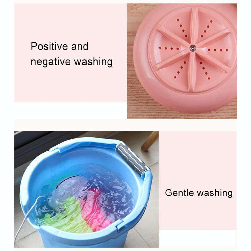 Macaroon Portable Mini Turbine Washing Machine Ultrasonic Washer(Pink)