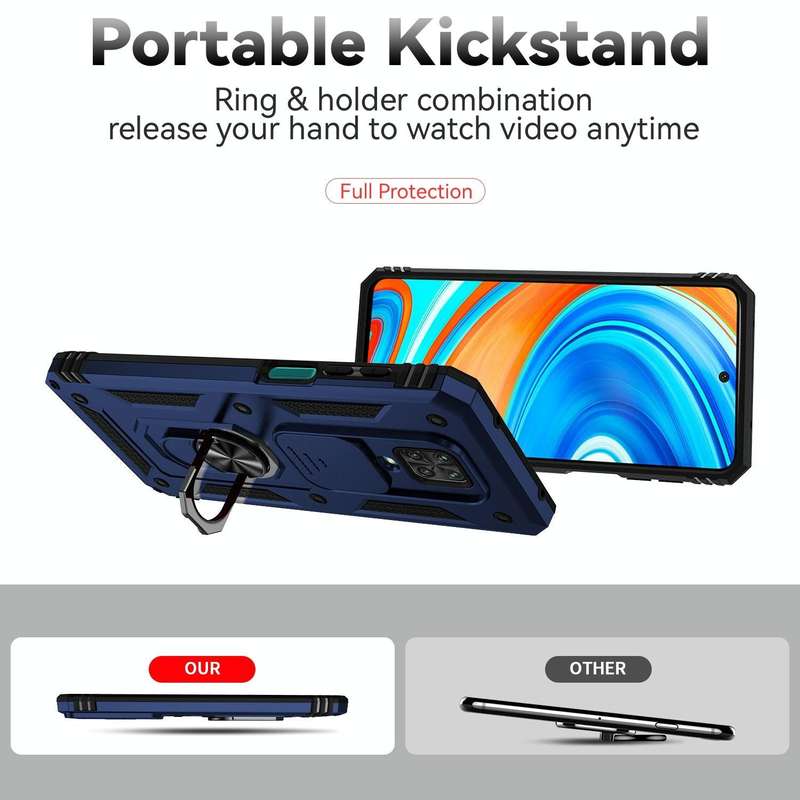 For Xiaomi Redmi Note 9 Pro Sliding Camshield Holder Phone Case(Blue)