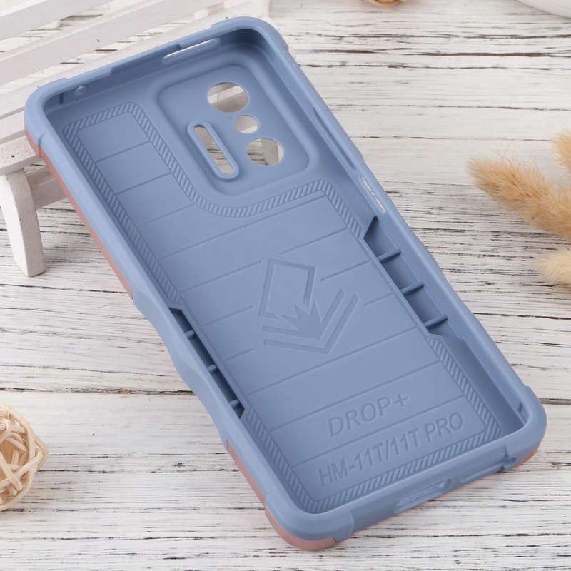 For Xiaomi 11T / 11T Pro Ring Holder Non-slip Shockproof Armor Phone Case(Rose Gold)