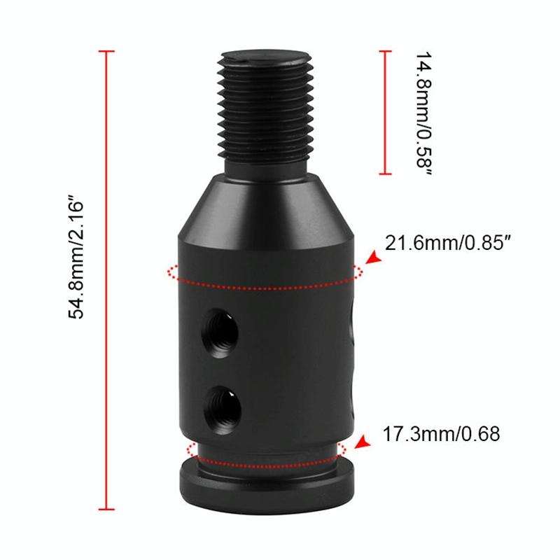 Car Threaded Shifter Gear Shift Knob Adapter 12 x 1.25 (Black)