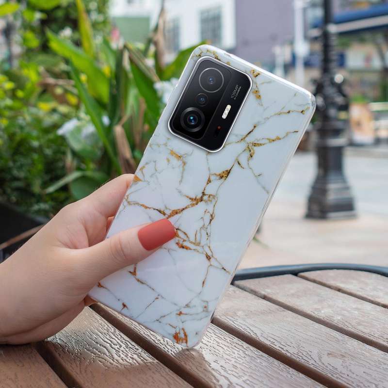 For Xiaomi 11T Pro IMD Marble Pattern TPU Phone Case(White)