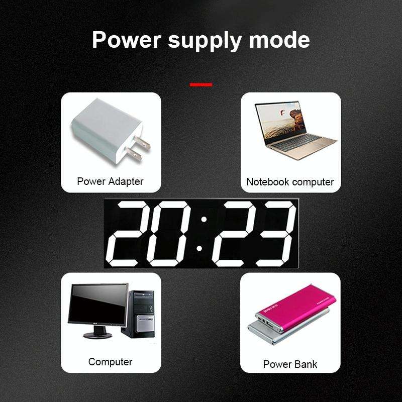 LED Digital Clock Living Room Wall Clock Creative WIFI Clock US Plug, Style:4 Bit WIFI, Color:Hol...