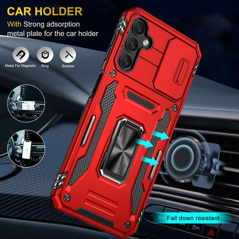 For Samsung Galaxy A15 Armor PC + TPU Camera Shield Phone Case(Red)