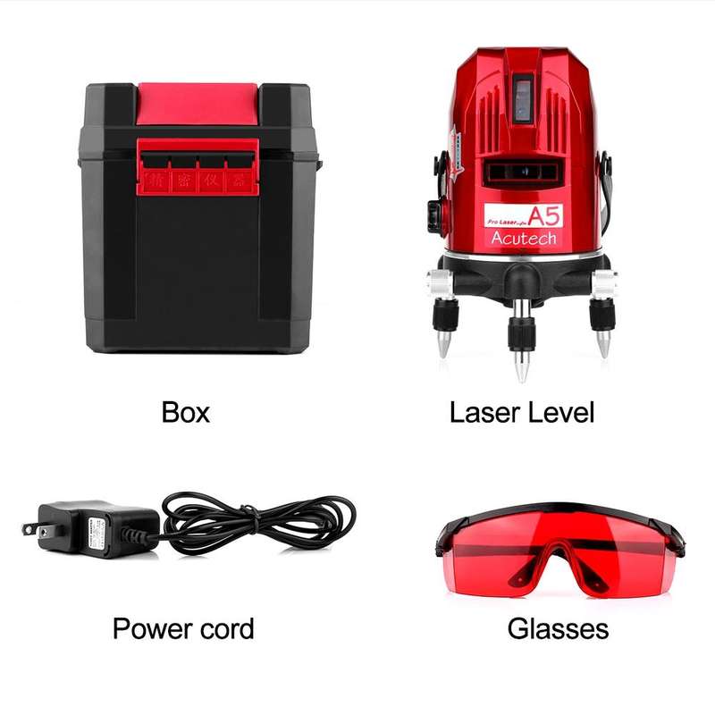 A5 Laser Level 2~5 Line Red Beam Line 360 Degree Rotary Level Self-leveling Horizontal&Vertical A...