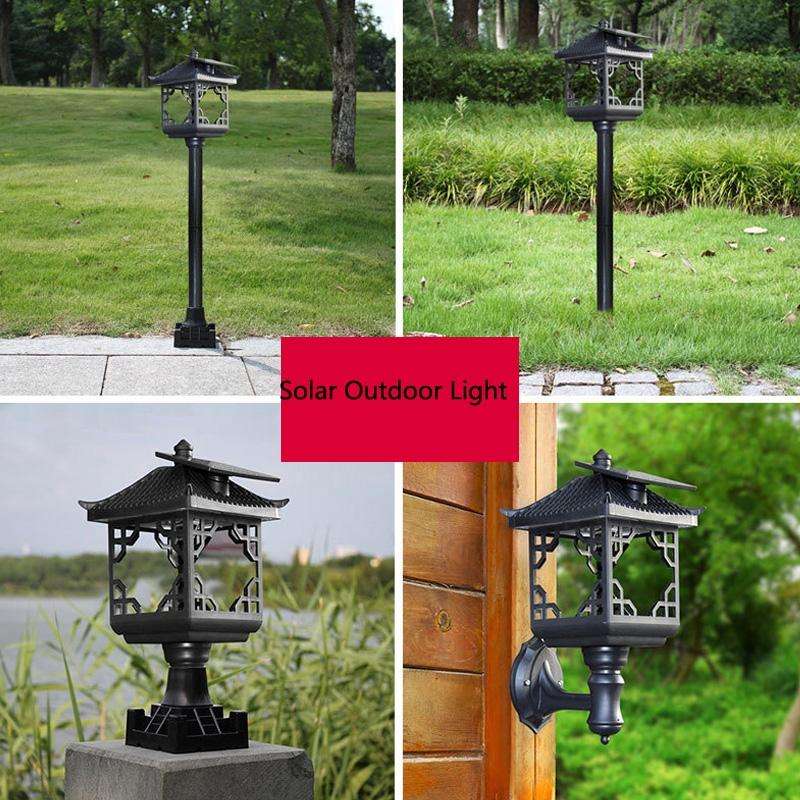 8 LED Solar Outdoor House Appearance Lawn Garden Decoration Light(Black Wall Lamp)