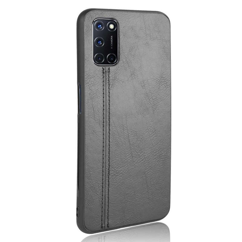 For Oppo A92/A72/A52 Shockproof Sewing Cow Pattern Skin PC + PU + TPU Case(Black)