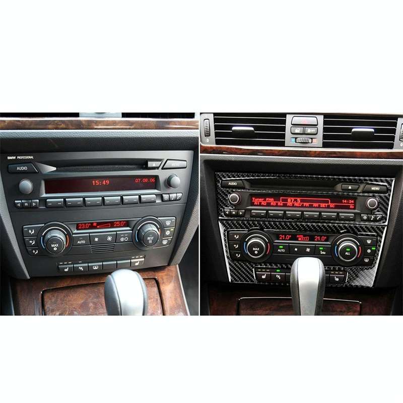 Carbon Fiber Car Central Control CD Panel Decorative Sticker for BMW E90 / E92 2005-2012, Non Nav...