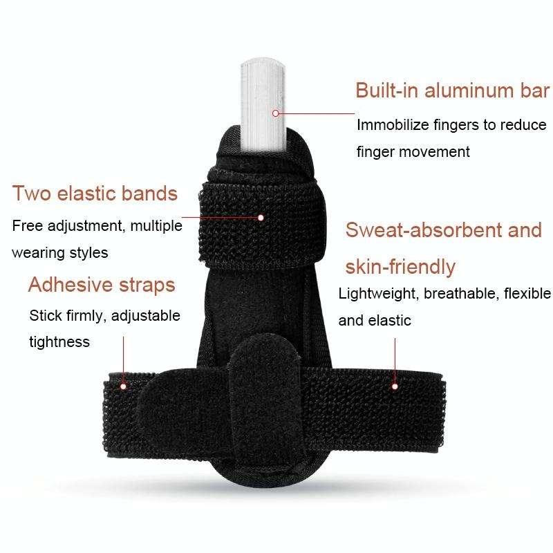 011 Finger Joint Strap Finger Dislocation Sprain Support Strap Tendon Rupture Splint(Black)