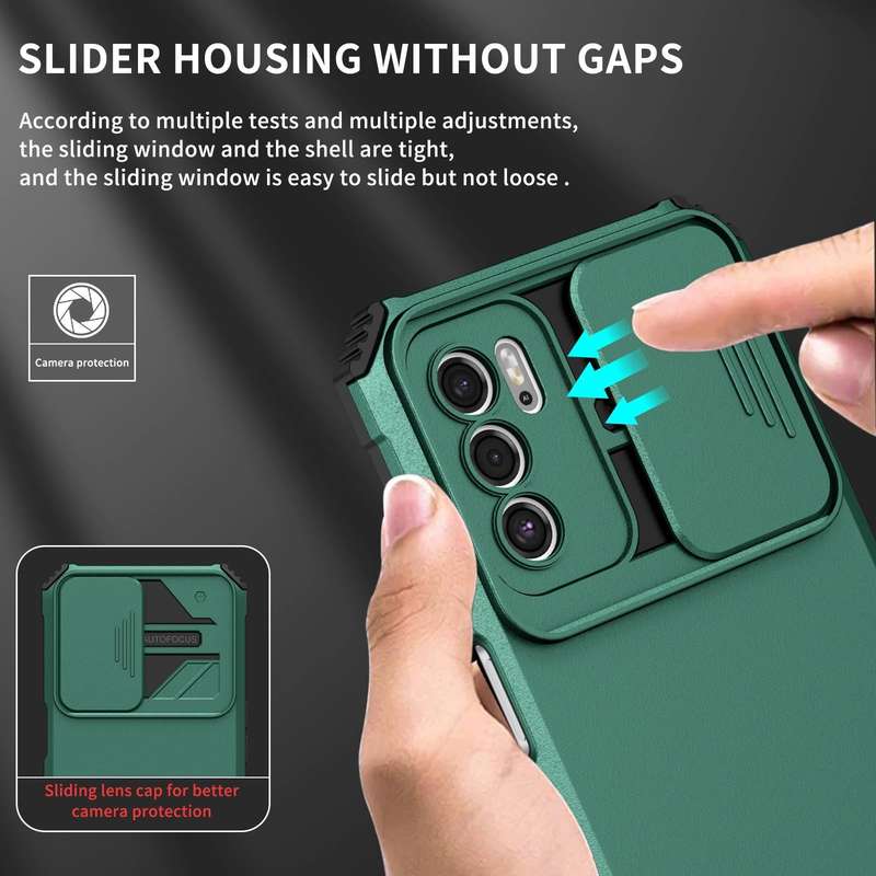 For OPPO A16 Stereoscopic Holder Sliding Camshield Phone Case(Dark Green)