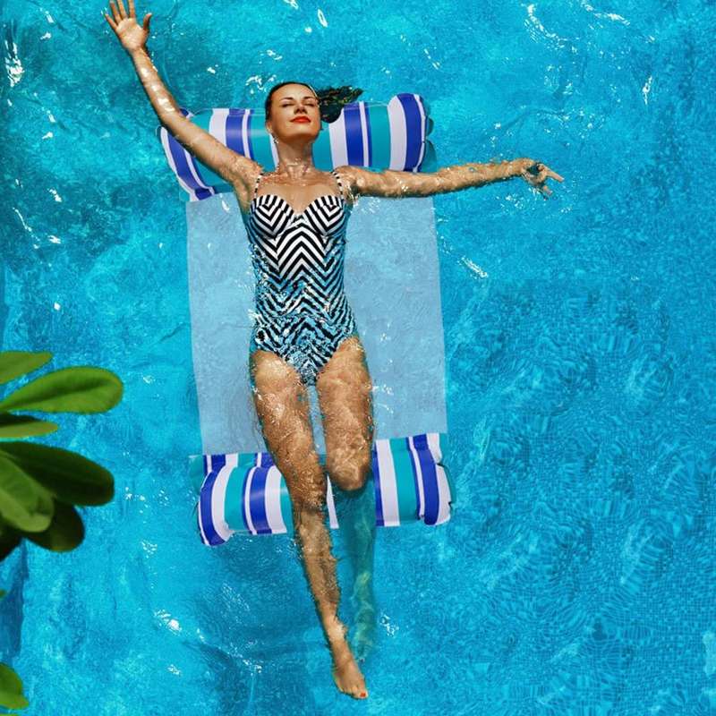 PVC Inflatable Hammock Adult Swimming Floating Row, Size: 120 x 70cm(Ink Green + Treasure Blue St...