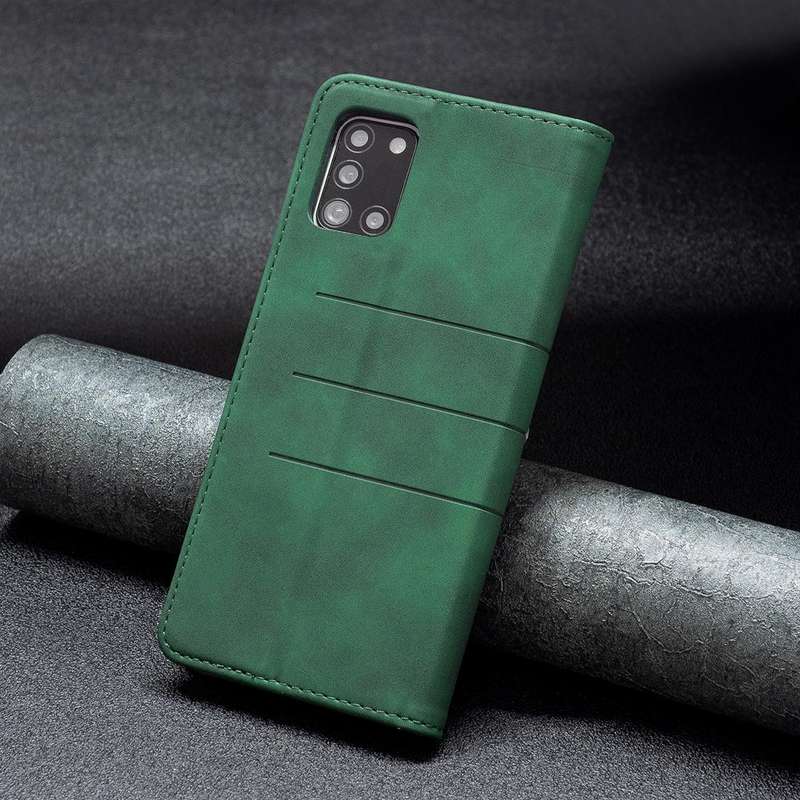 For Samsung Galaxy A31 Magnetic Splicing Leather Phone Case(Green)