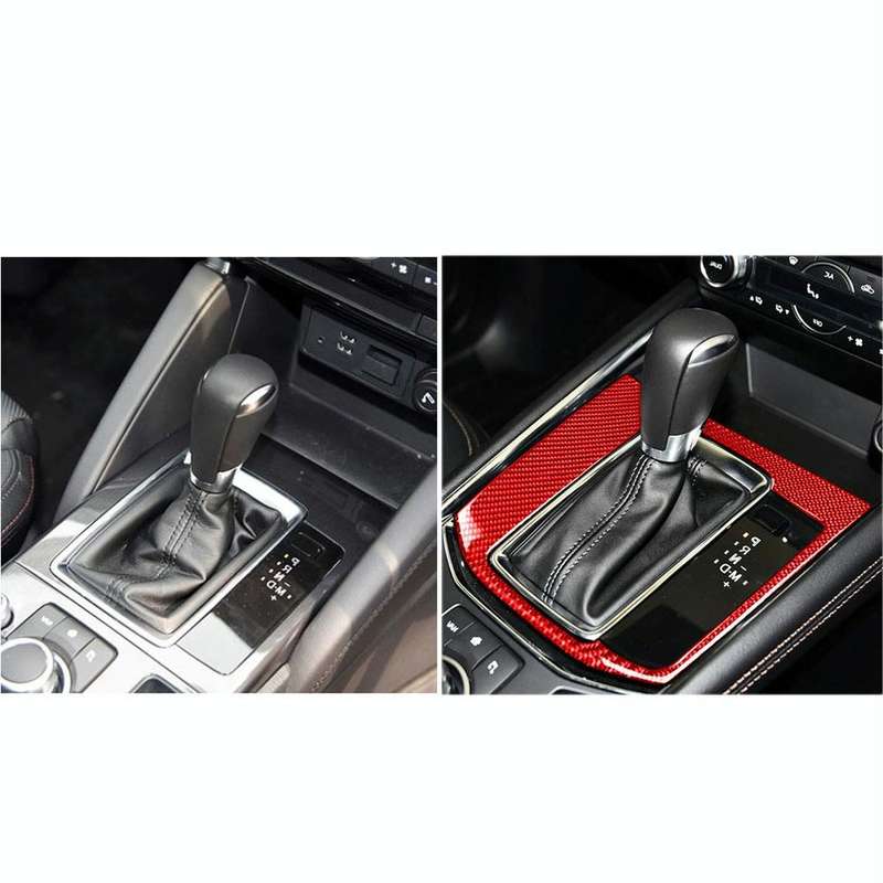 Car Carbon Fiber Gear Panel Decorative Sticker for Mazda CX-5 2017-2018, Right Drive (Red)