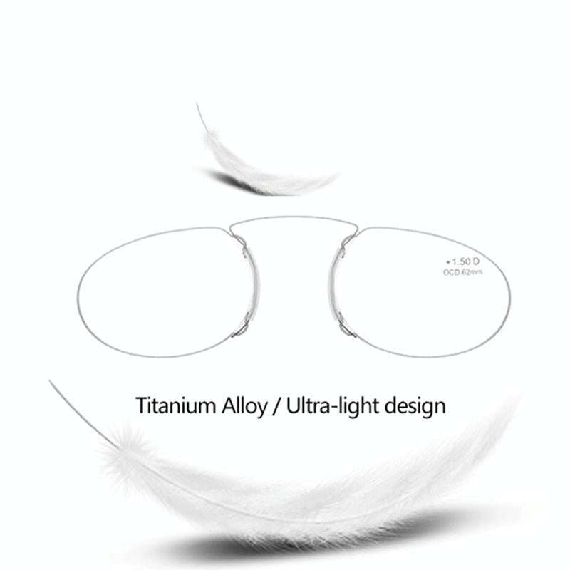 Pince-nez Reading Glasses Frameless Magnifying Glasses, Degree: +100(Blue)
