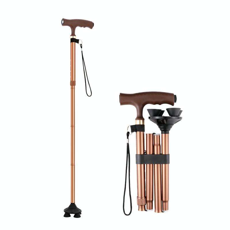 TBS-009 Four-Legged Folding Elderly Crutches Aluminum Alloy Light And Multifunctional Non-Slip Cr...