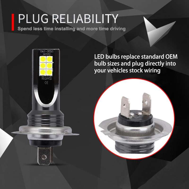 2 PCS H7 DC12V-24V / 12W / 3000K / 800LM 12LEDs SMD-3030 Car LED Fog Light (White Light)