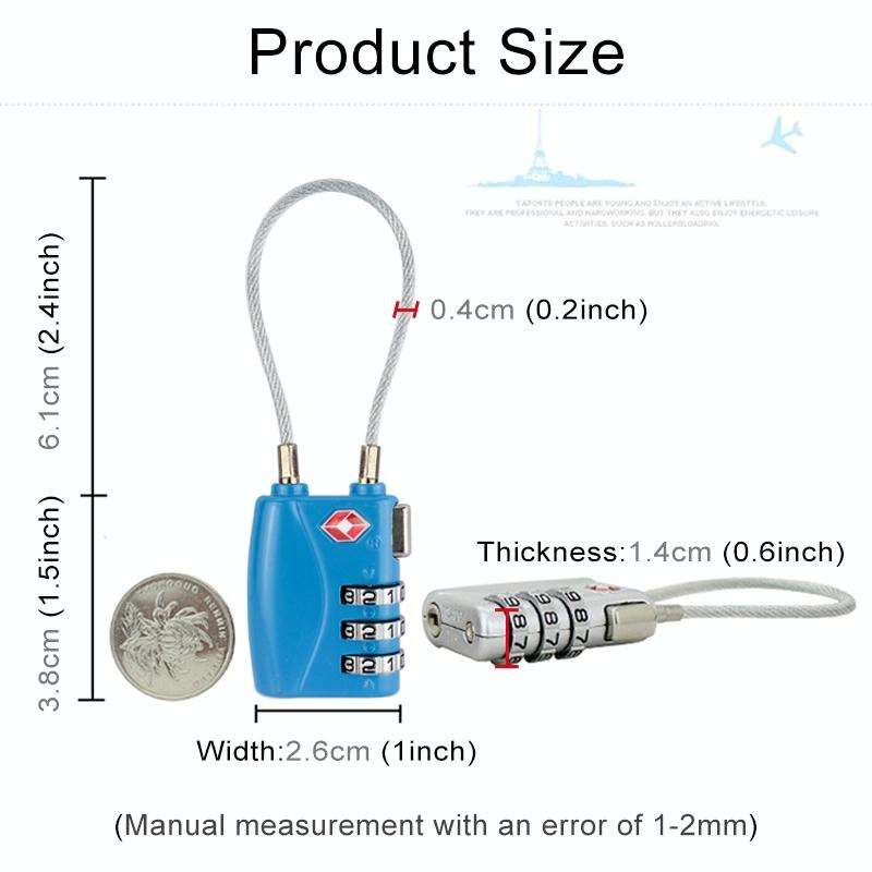 JASIT TSA719 Zinc Alloy 3-Digit Password TSA Lock Travel Luggage Padlock(Blue)