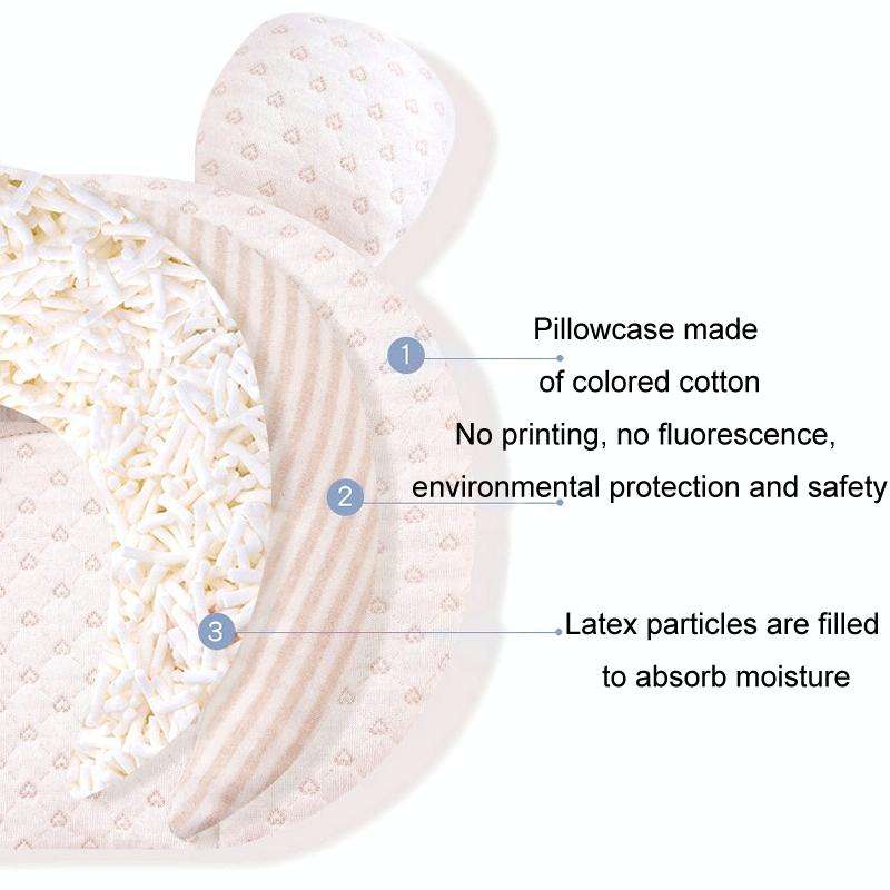 0-1 Year Old Baby Pillow Anti-Head Deflection Shaped Children Pillow, Style: Bear Latex Filling