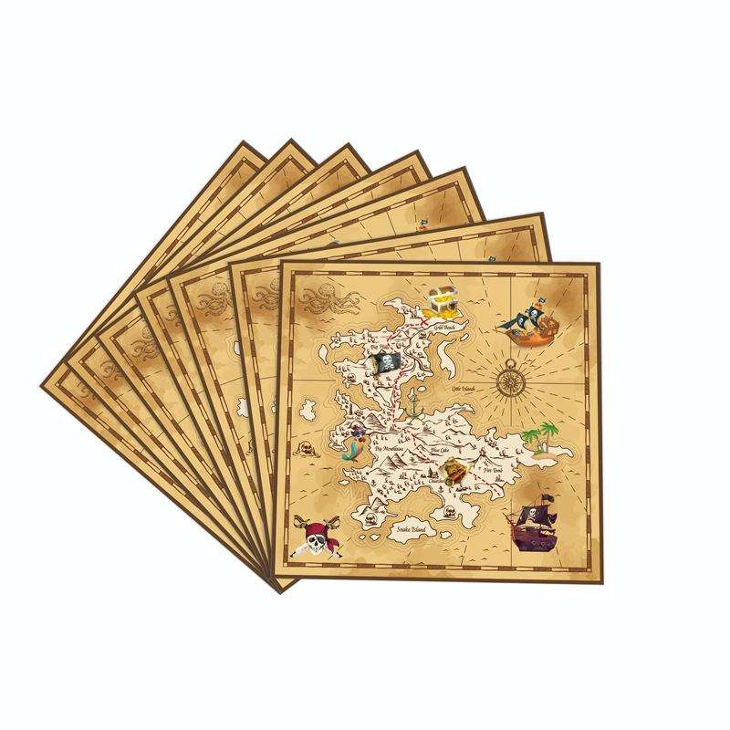 Pirate Treasure Hunt Themed Disposable Tablecloth Paper Plate Party Supplies Set(10 People Suit)