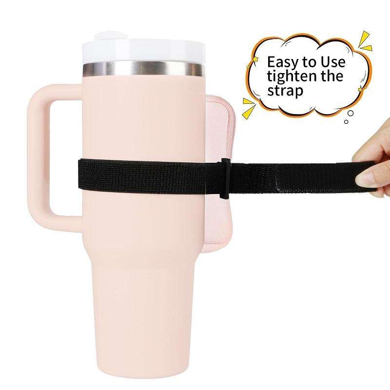 Water Cup Sided Storage Pockets With Zipper Fit For 40Oz Tumbler Single Pocket(White)