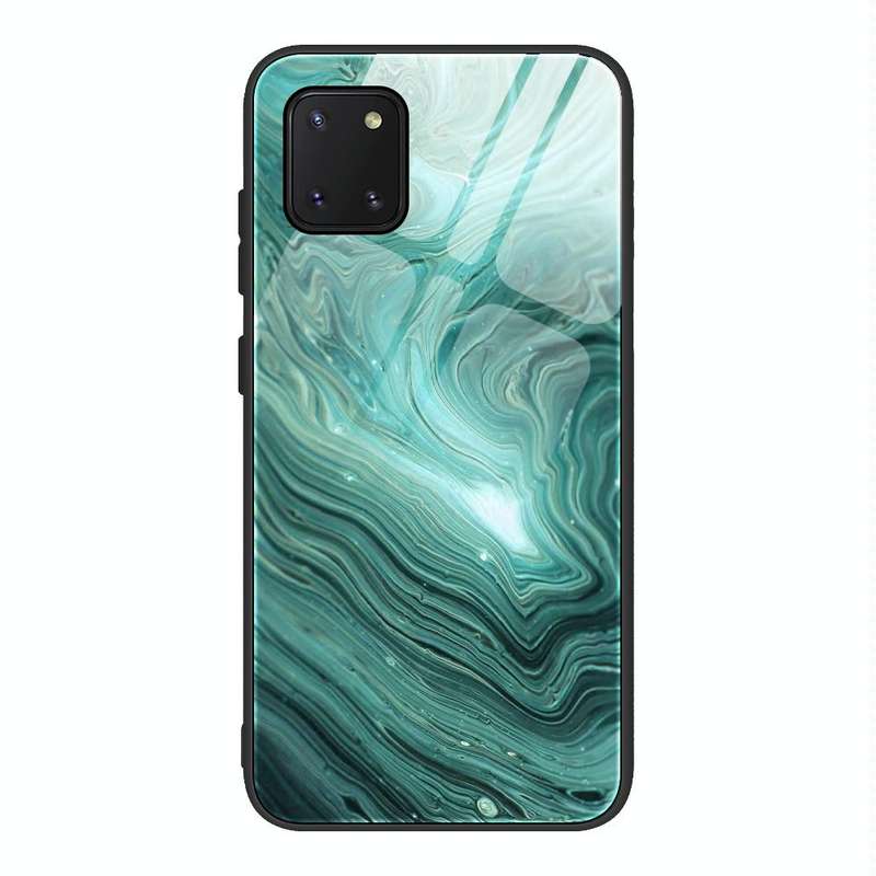 For Samsung Galaxy Note10 Lite / A81 Marble Pattern Glass Protective Case(DL02)