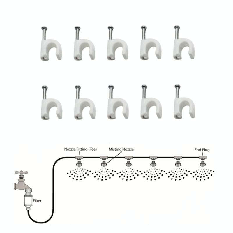 Outdoor Lawn Garden PE Mist Watering Line Misting Cooling System with 6 x Mist Nozzles, Length: 6...