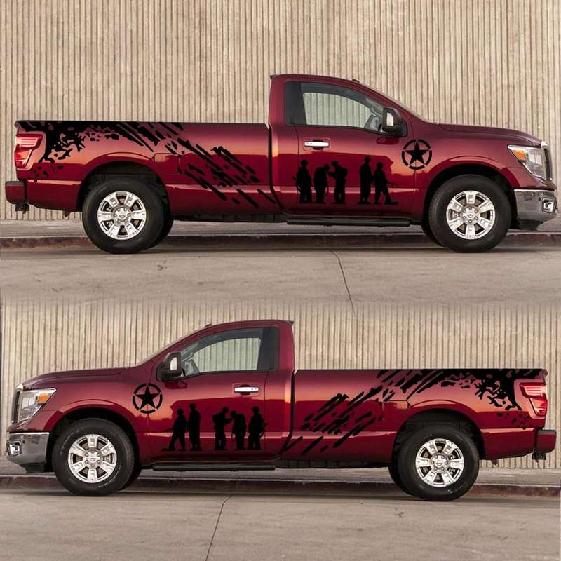 2 PCS/Set D-123 Soldiers Pattern Car Modified Decorative Sticker(Black)
