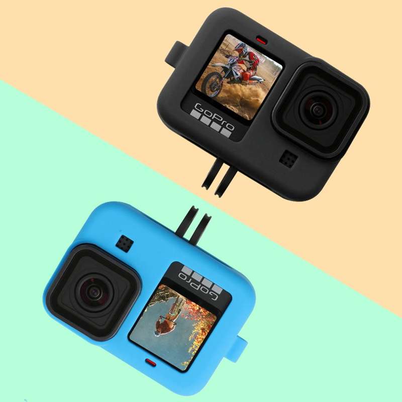 For GoPro HERO10 Black / HERO9 Black Silicone Protective Case Cover with Wrist Strap & Lens Cover...