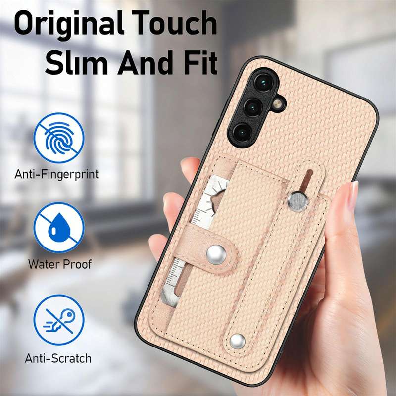 For Samsung Galaxy A34 5G Wristband Kickstand Card Wallet Back Cover Phone Case with Tool Knife(G...