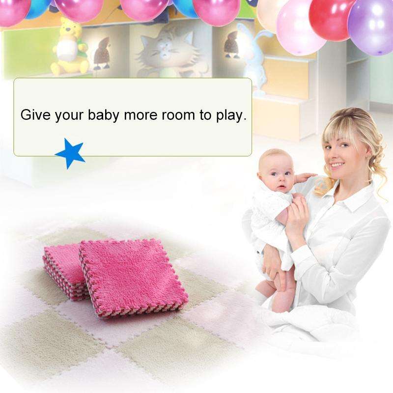 2 PCS Living Room Bedroom Children Kids Soft Carpet Magic Patchwork Jigsaw Splice Heads Climbing ...