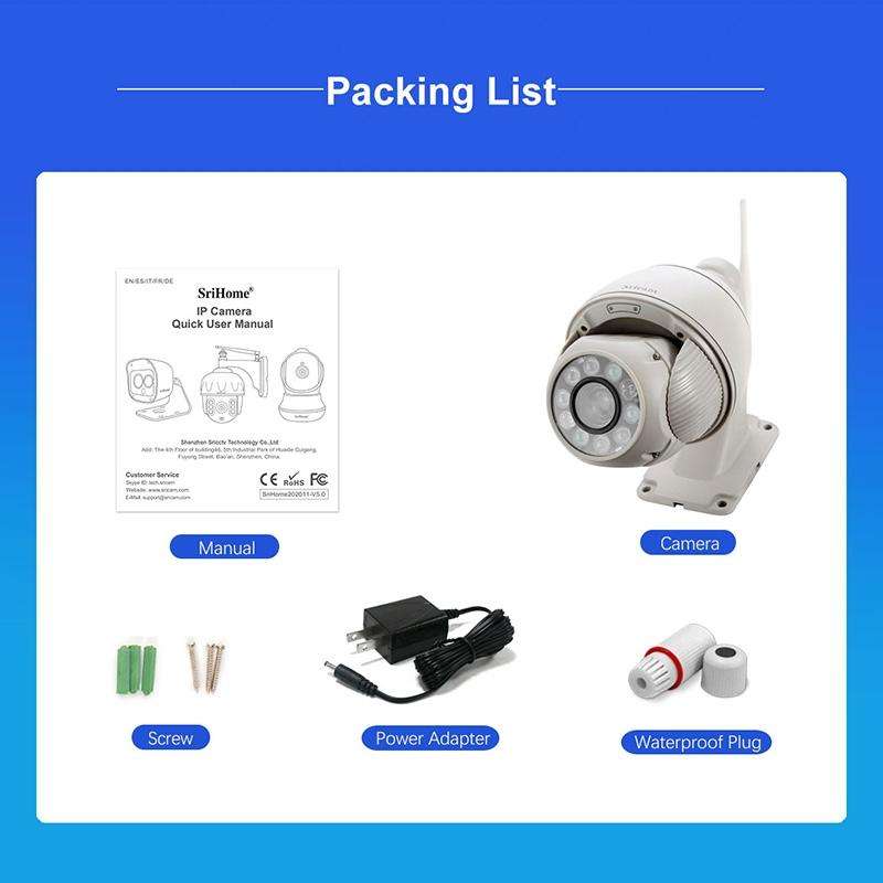 Sricam SP008C 5MP 10X Zoom IP66 Waterproof CCTV WiFi IP Camera Monitor, Plug Type:AU Plug(White)