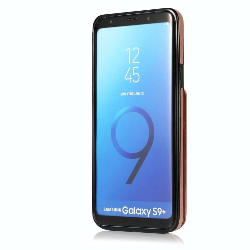 For Samsung Galaxy S9 Plus Solid Color PC + TPU Protective Case with Holder & Card Slots(Rose Gold)