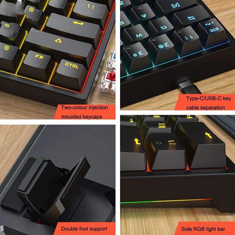 LEAVEN K620 61 Keys Hot Plug-in Glowing Game Wired Mechanical Keyboard, Cable Length: 1.8m, Color...